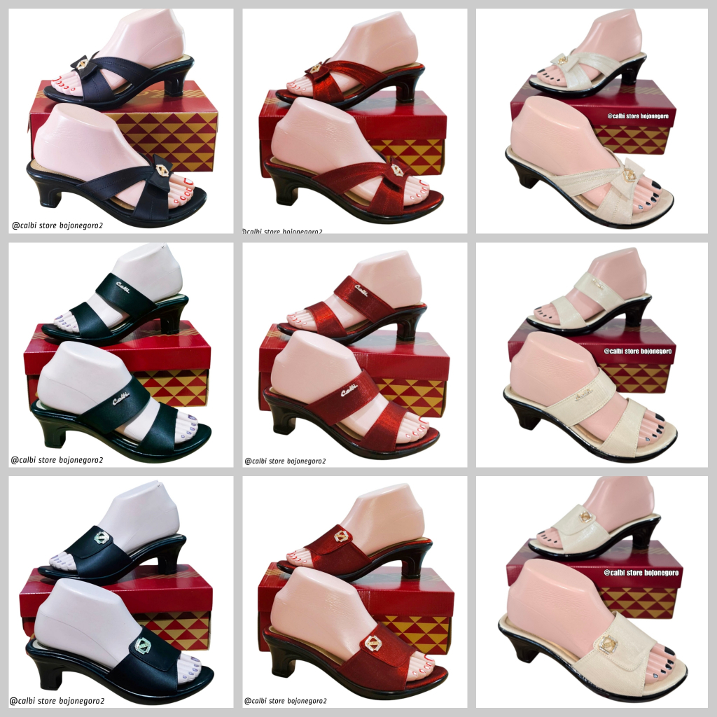 (( READY HEELS 5cm & 9cm )) SANDAL CALBI HEELS MODEL SELOP CASUAL DAN ELEGANT DI PAKAI