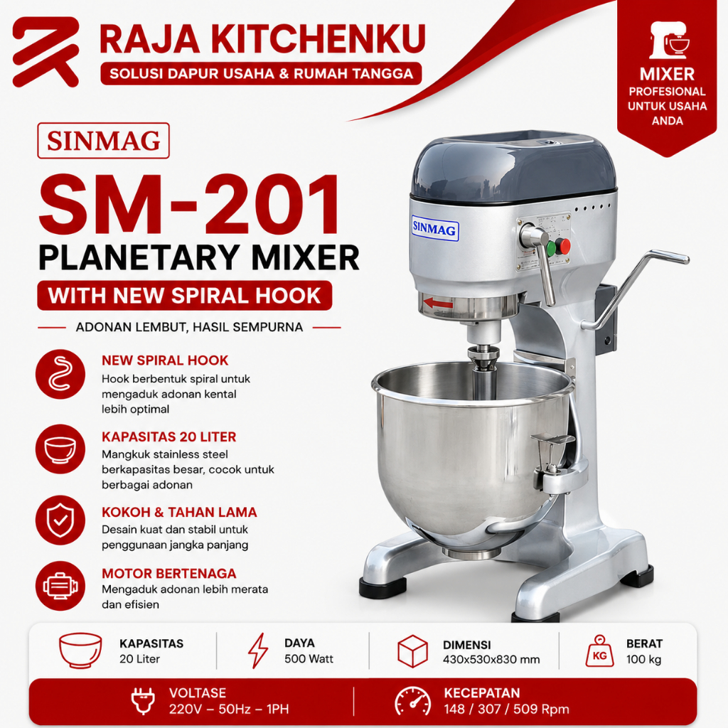 SINMAG Planetary Mixer 20 Liter SM-201 / SM 201 / SM201