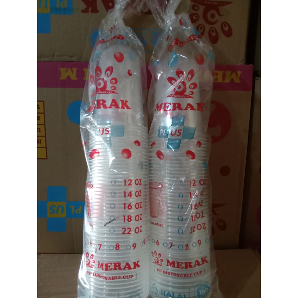 Cup/Gelas Plastik MERAK Oval Uk.16oz, 18oz Untuk jus buah, Boba, Thaitea