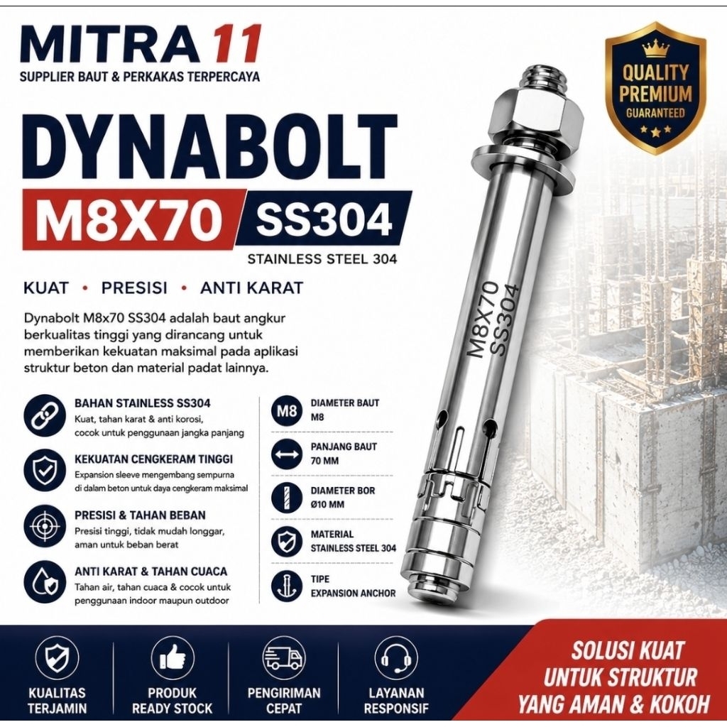 Dynabolt M8x70 / anchor bolt M8x70