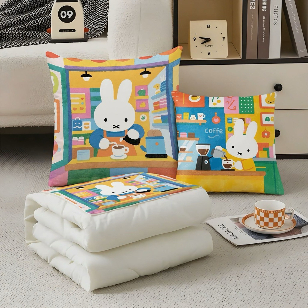 [PREORDER] Bantal Selimut Miffy 2-in-1 Bantal Lipat Selimut AC Karakter Lucu