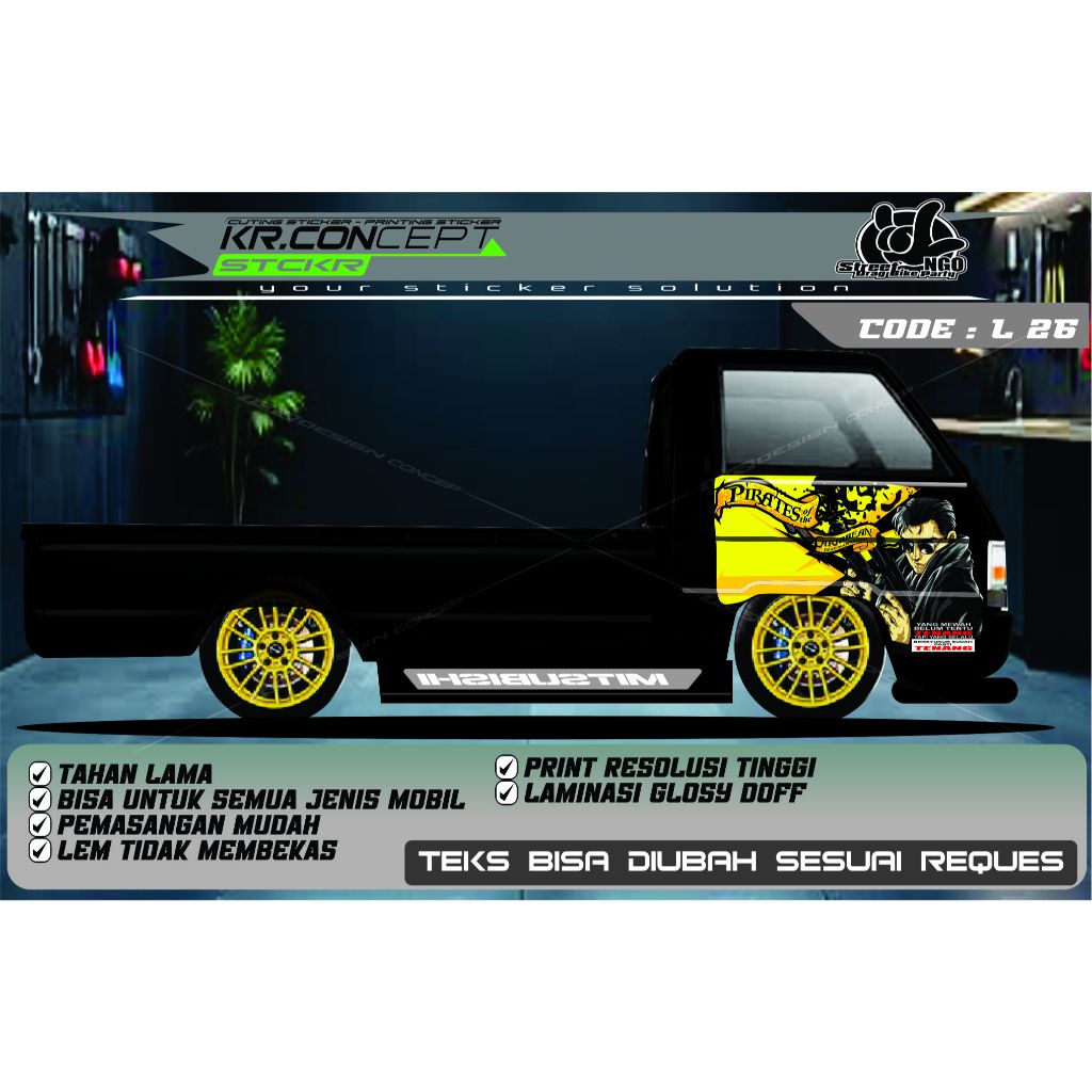 DECAL COWOK PINTU SAMPING MOBIL PIC'UP L300 L 26