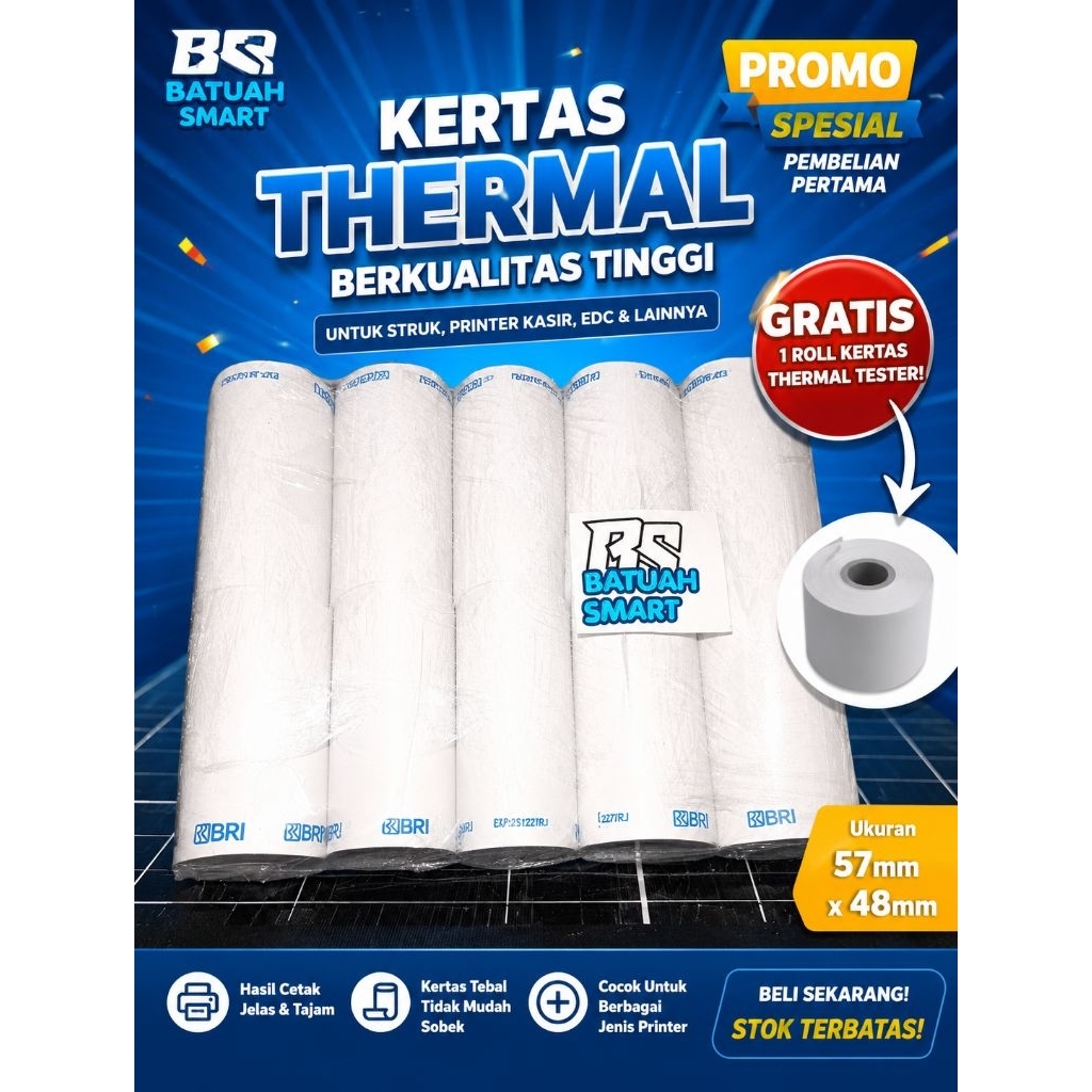 Kertas Thermal Struk Kertas EDC Brilink 57x30 @10roll - 1Pc