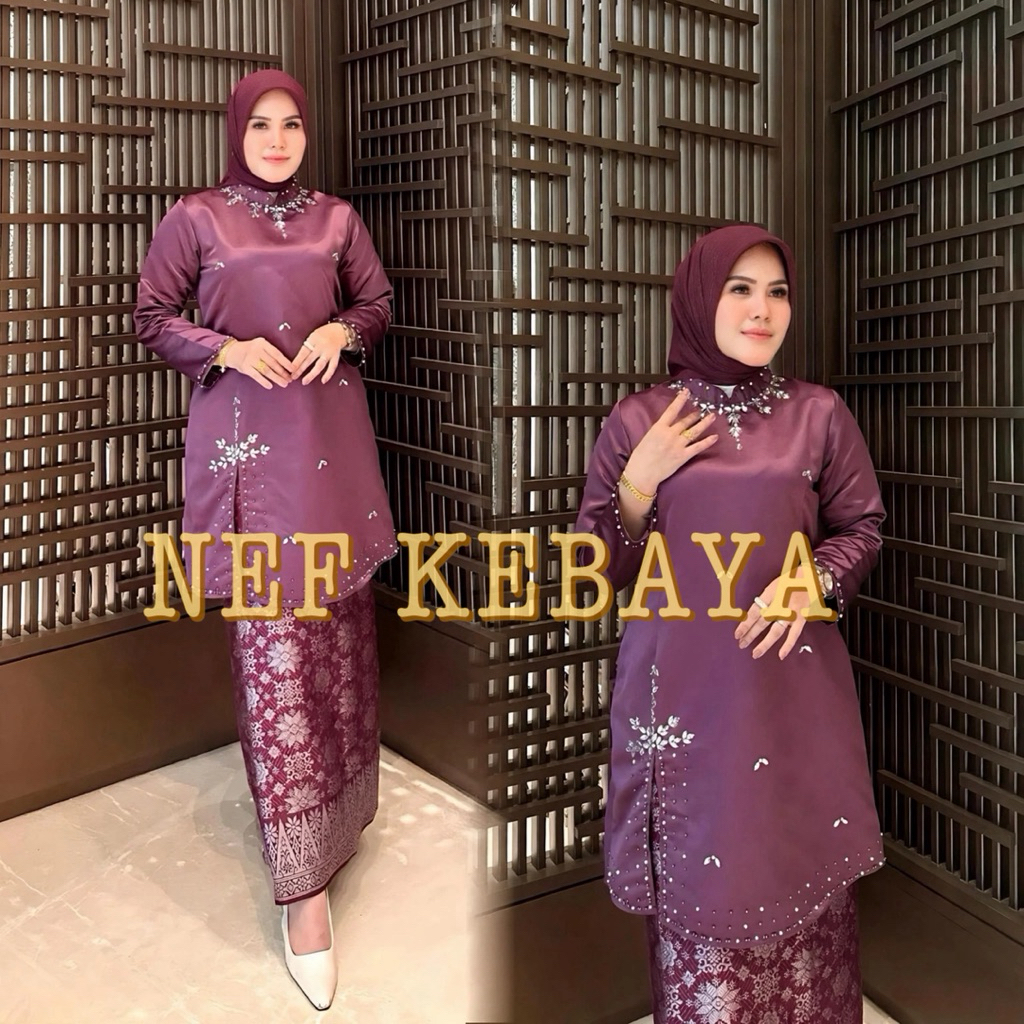 Stelan Kebaya Kurung Malayu Tafeta Payet / Kebaya Kurung Tafeta Payet / Baju Kurung Tafeta / Baju Ku