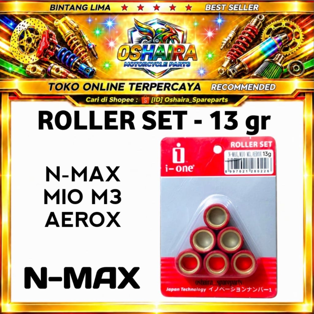 ROLLER i-one (6 Pcs) 13gr / ROLLER SET NMAX / MIO M3 , AEROX ,  ROLLER NMAX ROLLER MIO M3 ROLLER AER