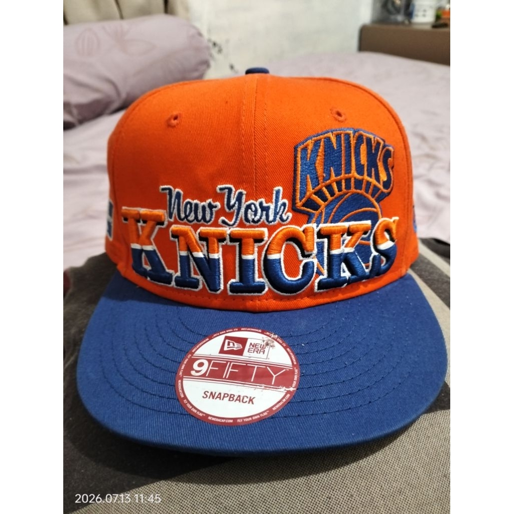 Topi New Era 9FIFTY Snapback New York Knicks NBA Original Orange Blue