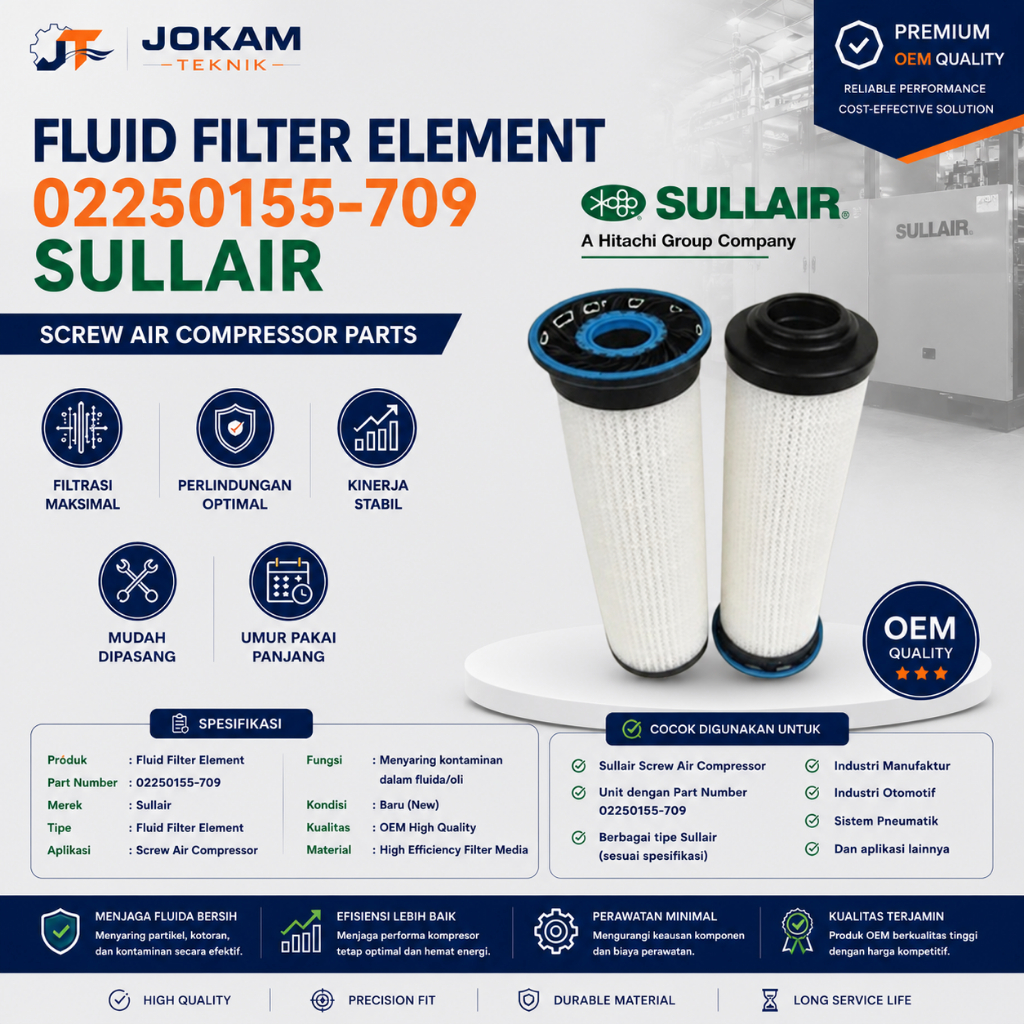 Fluid Filter Element 02250155-709 Sullair Screw Air Compressor Filter Oli OEM High Quality