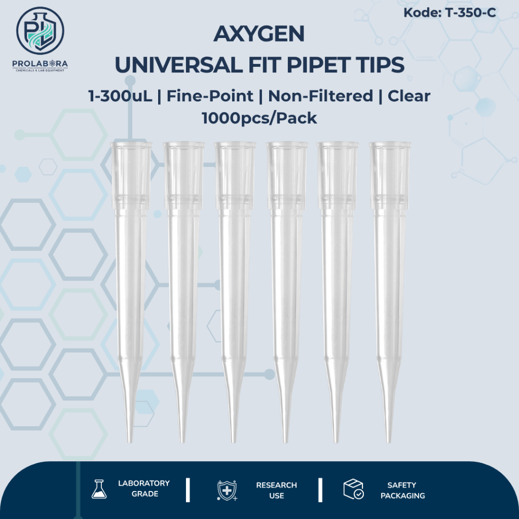Axygen - Universal Fit Pipet Tips 1-300uL | Fine-Point | Non-Filtered Clear | 1000pcs/Pack | Laborat
