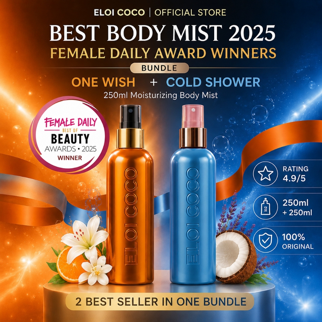 Bundle 2pcs Eloi Coco One Wish & Cold Shower Body Mist 250ml | Best Body Mist 2025 Female Daily Awar