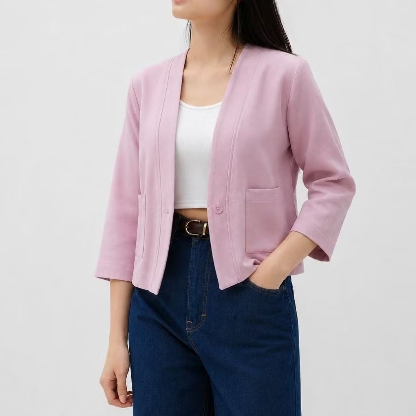 Blazer Tweed Wanita | Haerin Blazer | Blazer Wanita Kekinian Semiwool Premium