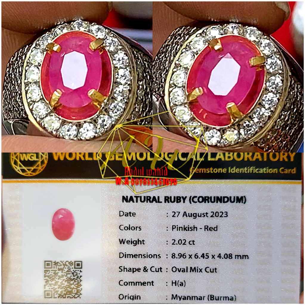 Natural Ruby Burma 2.02ct Pinkish Red Perak