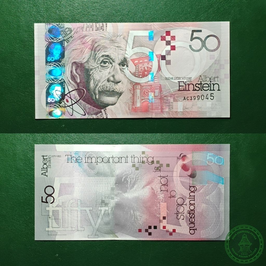 Uang kertas Testnote (uang contoh atau spesimen) Albert Einstein 50