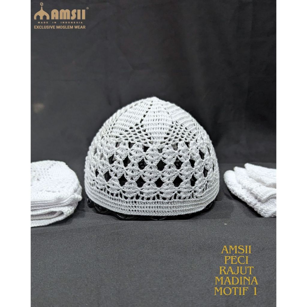 Amsii Peci Rajut Madinah Knitting Cap