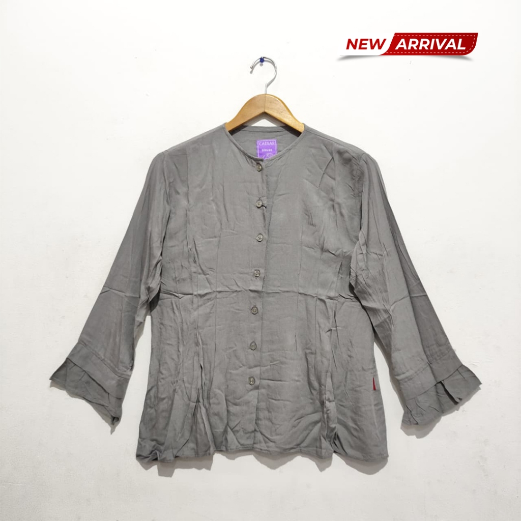 CAESAR LADIES Blouse Wanita Katun Abu Lengan Panjang | F962AB 100% Cotton