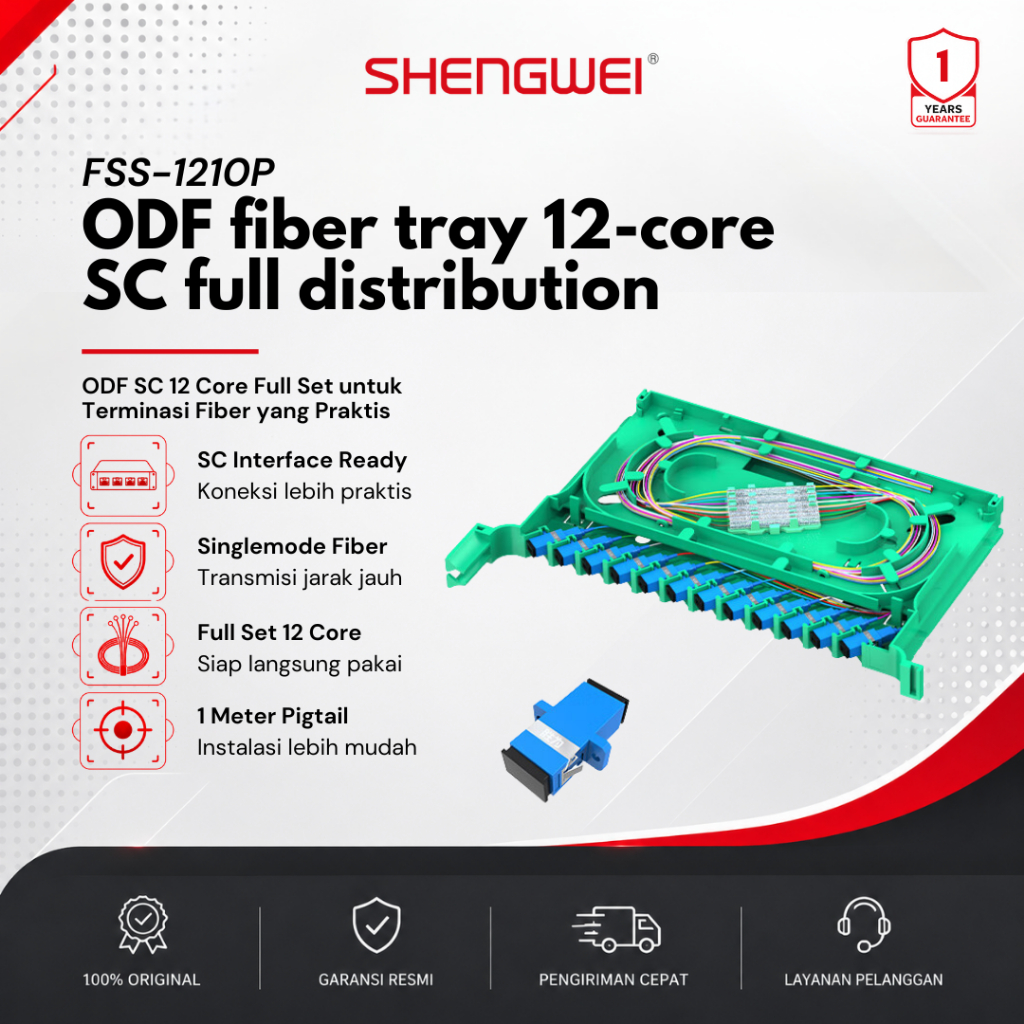 SHENGWEI Fiber optik ODF Fiber Tray 12-CORE SC FULL Distribution FSS-1210P