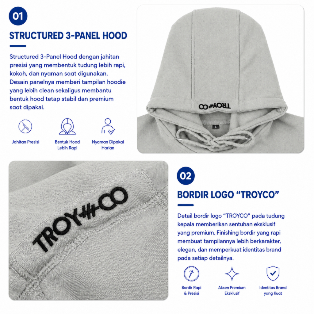 Troy Company Hoodie White Pearl Funny Punakawan - Hoodie Putih Mutiara KHD 2372
