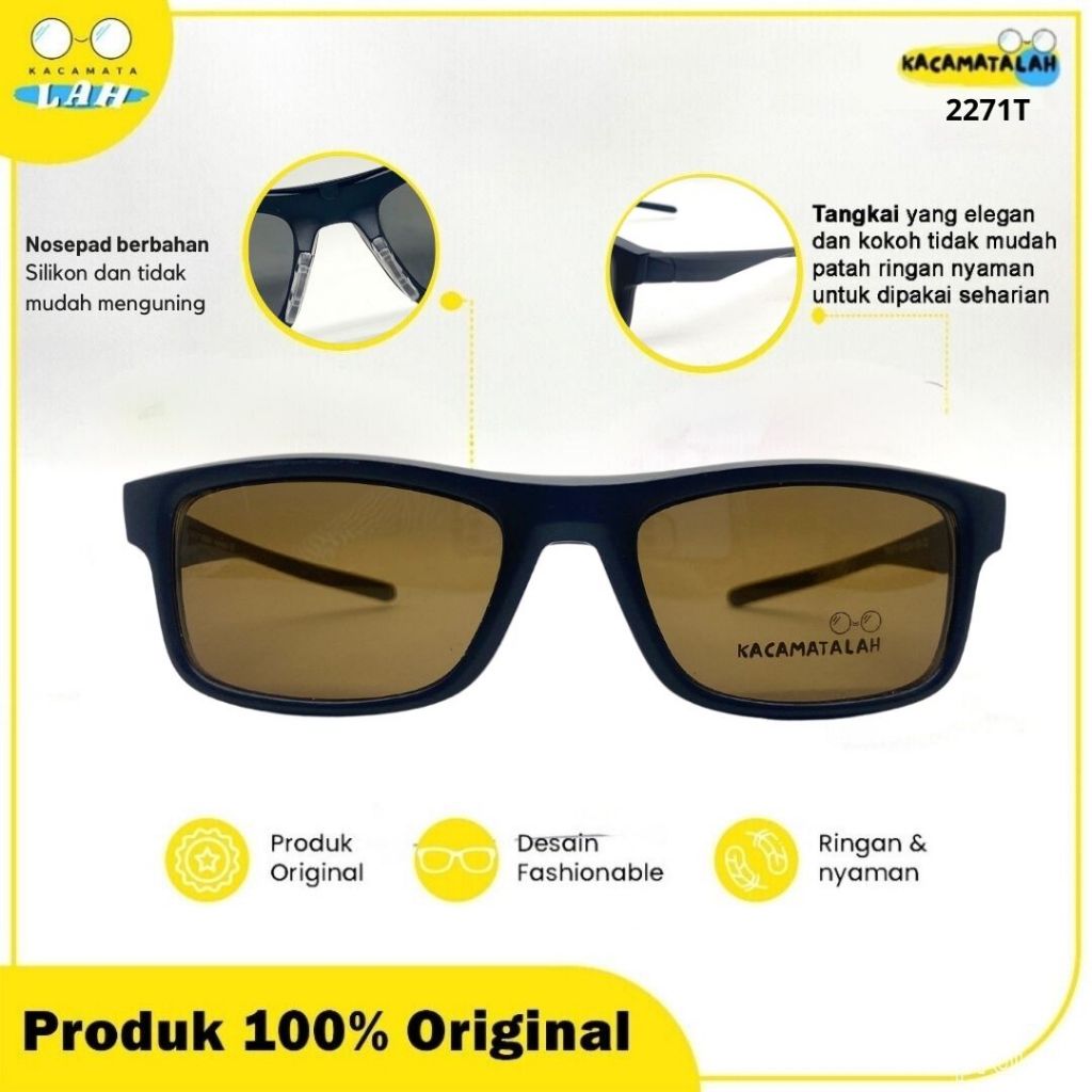 Frame Kacamata Clip On Sunglasses Anti Radiasi Pria Wanita Photochromic Bluechromic Blueray - Kacama