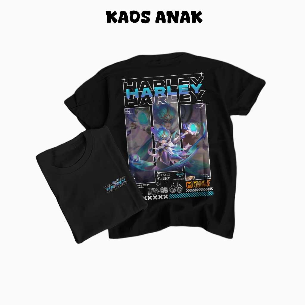 KAOS ANAK STREETWEAR SKIN HARLEY COLLECTOR BAJU MLBB ANAK BAHAN LEMBUT