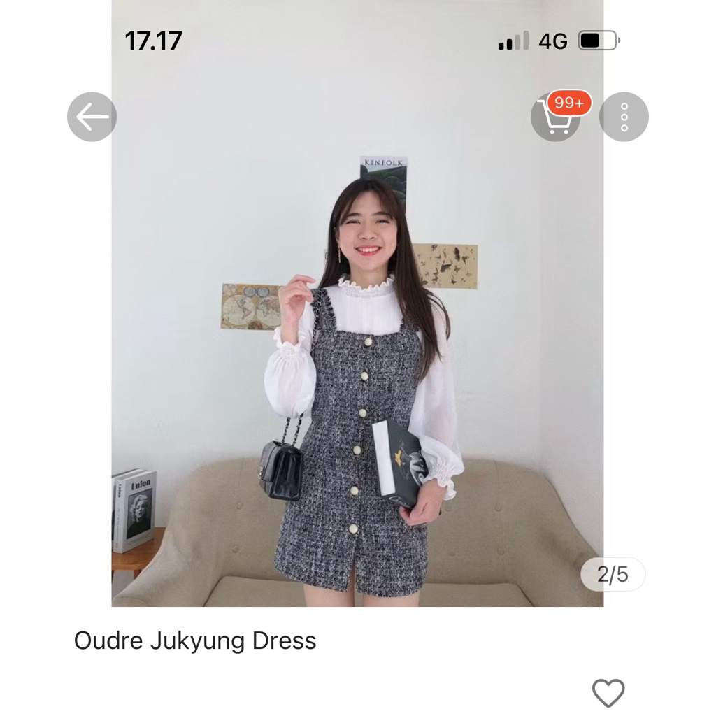 oudre dress tweed preloved , minus kancing bawah lepas 1 ( paling bawah)