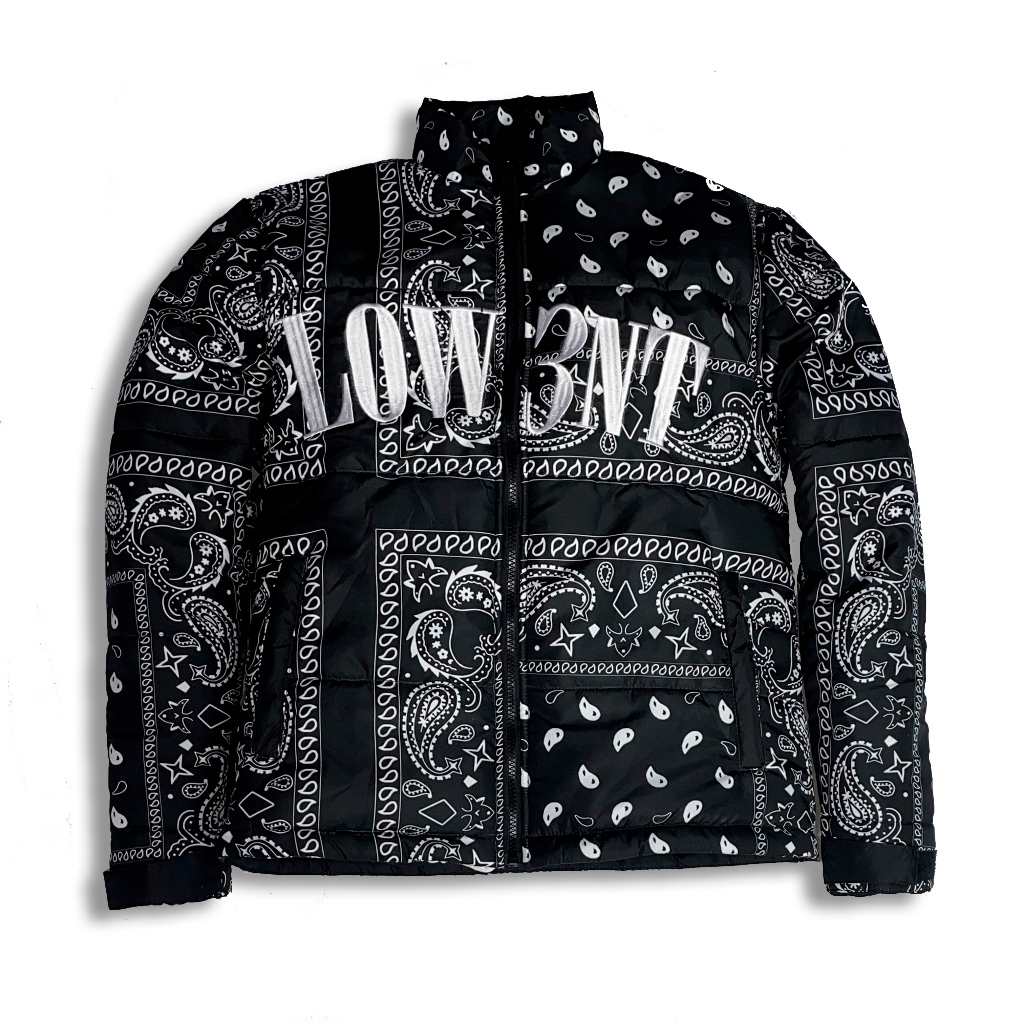 Puffer Jacket Hitam Paisley Lowent Drip