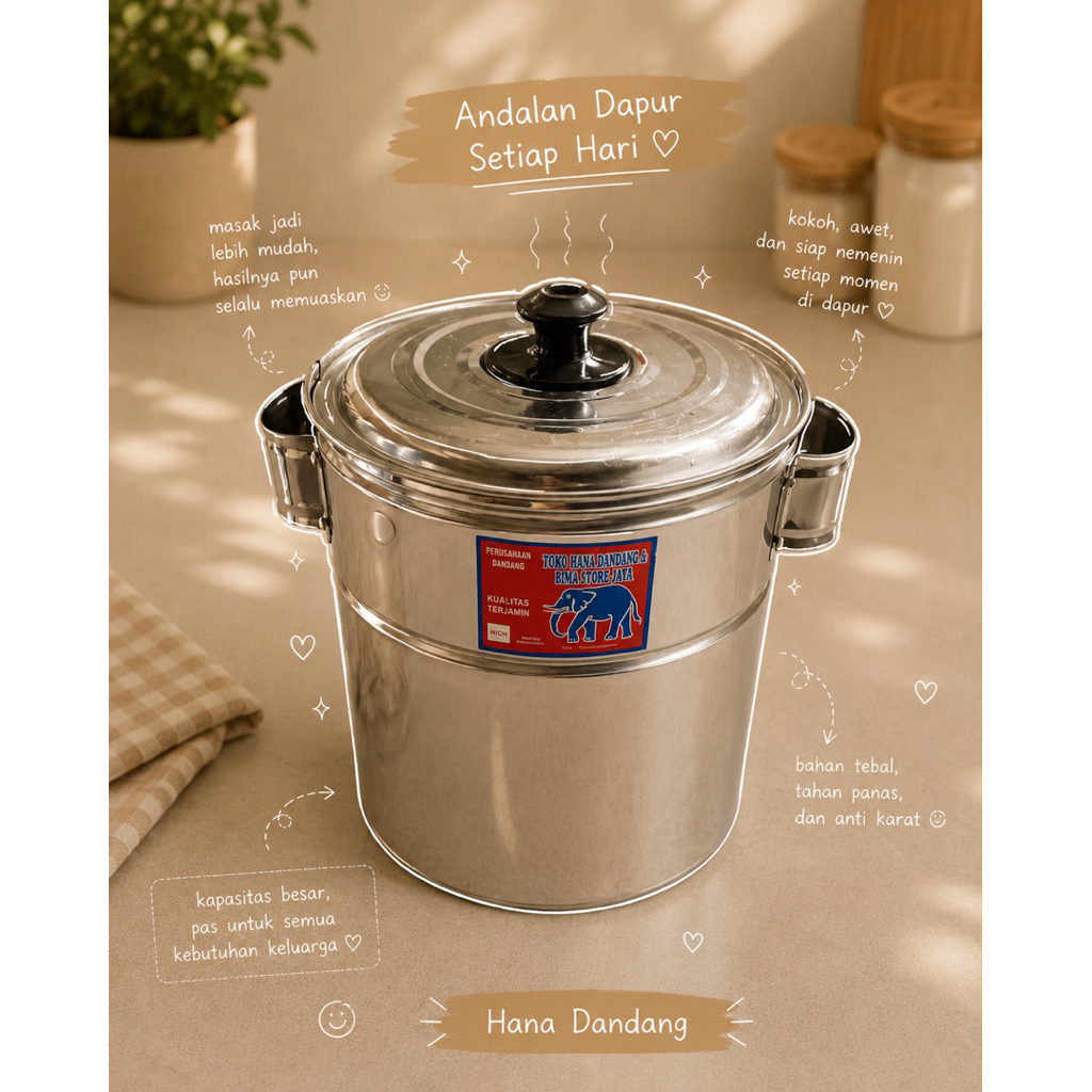 Dandang Bakso SUPER MINI Stenlish Stel Tebal  / Bakso BALITA CEBOL UKURAN 16cm