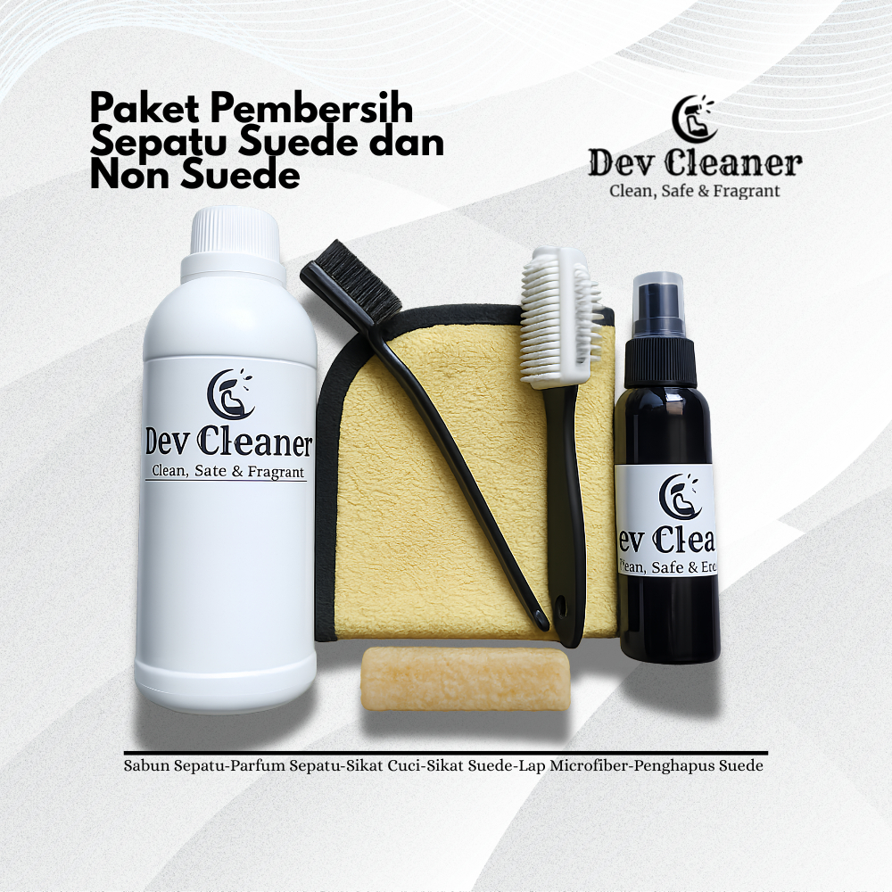 Dev Cleaner 500ml - Paket Pembersih Sepatu Suede Kotor - Shoes Cleaner, Parfum Sepatu, Sikat Cuci, S
