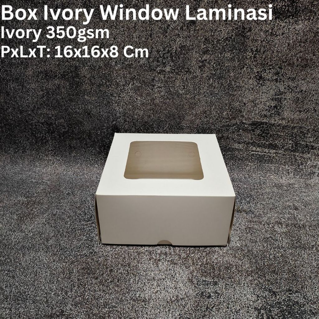 Box Dus Tart Kue Bolu Brownis Makanan Box Ivory Window Putih 16x16x8 Dus Window Premium Putih