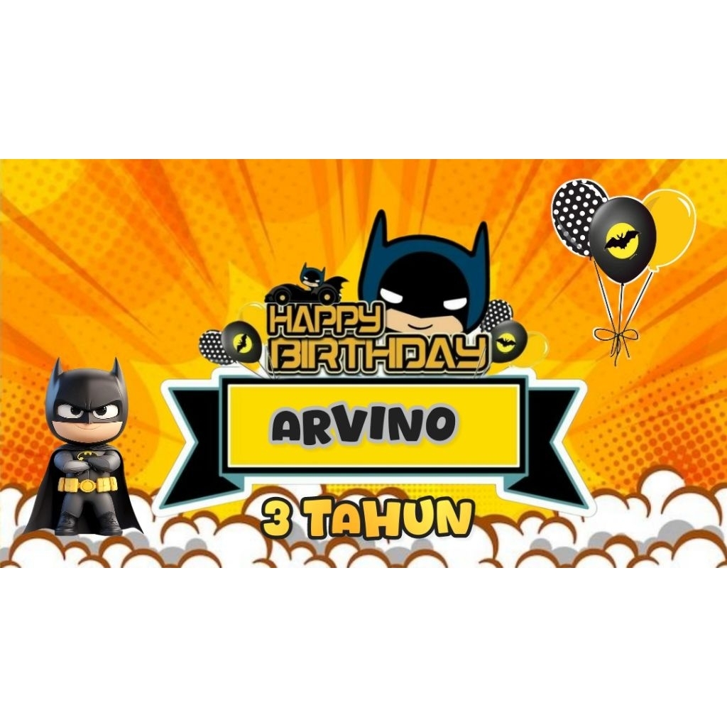 Spanduk BATMAN banner BATMAN spanduk banner ultah anak background BATMAN  custom backdrop ulang tahu