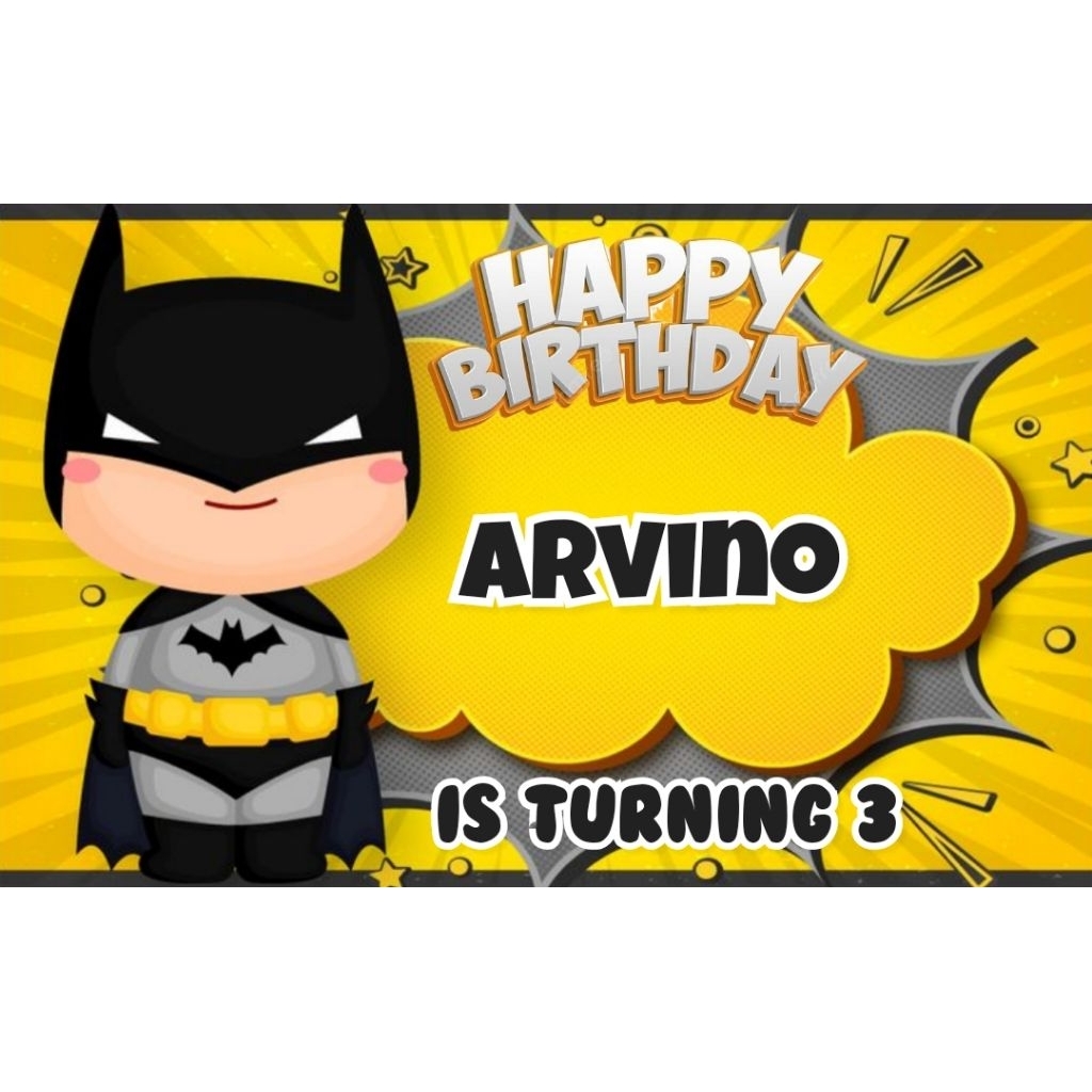 Spanduk BATMAN banner BATMAN spanduk banner ultah anak background BATMAN  custom backdrop ulang tahu
