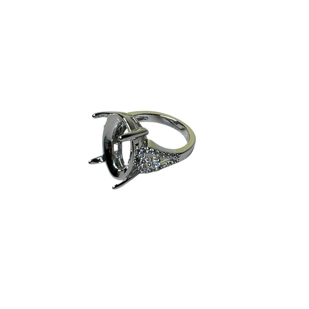 RG003 Ring cincin batu permata emban cangkang wanita alpaka 17x12mm