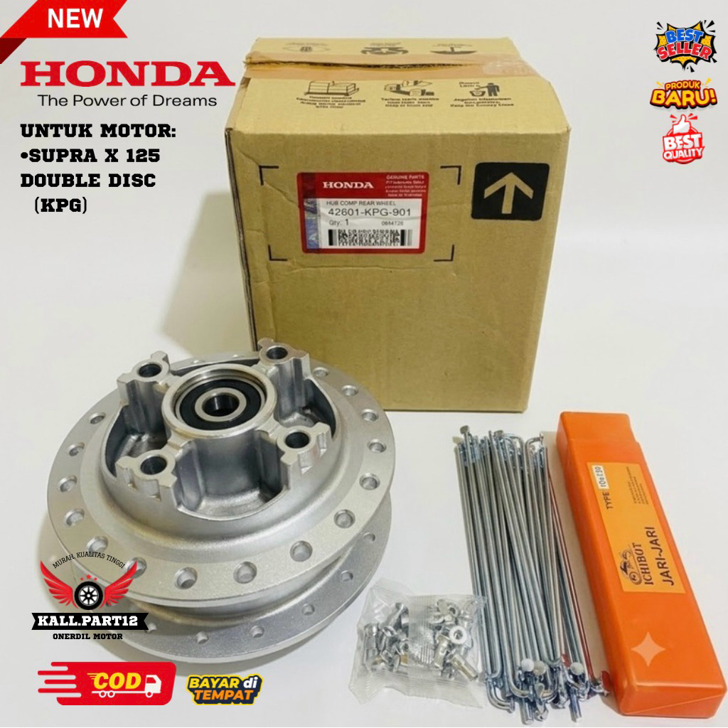 Tromol Belakang Dd Disc+Jari-jari Honda Supra x 125 kode part (KPG) Double Disc Ori HGP