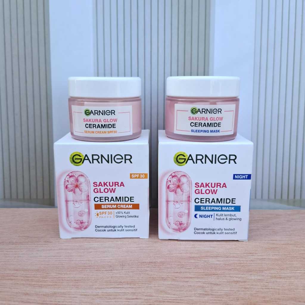 SIAP KIRIM !! Paket GARNIER Sakura Glow Ceramide Skin Barrier Simple Set Day Cream & Night Cream 50 