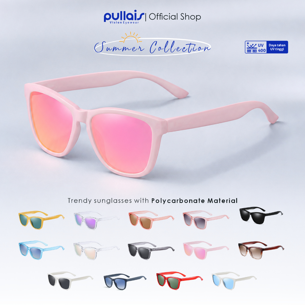 Pullais Eyewear Kacamata Hitam Bentuk Kotak Sunglasses Bisa Minus Bahan TR90 3332