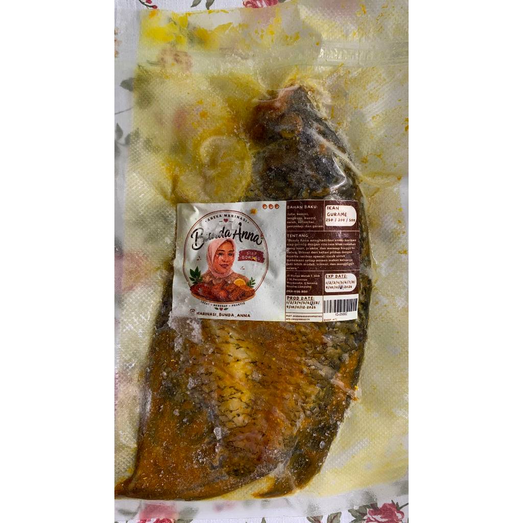 Ikan Gurame Bumbu Kuning Marinasi Siap Goreng 500g  - Marinasi Bunda Ana Fresh