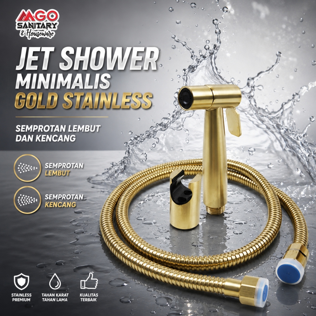 JET SHOWER STAINLESS GOLD - BLACK - STAINLESS /SHOWER CEBOK KLOSET MEWAH