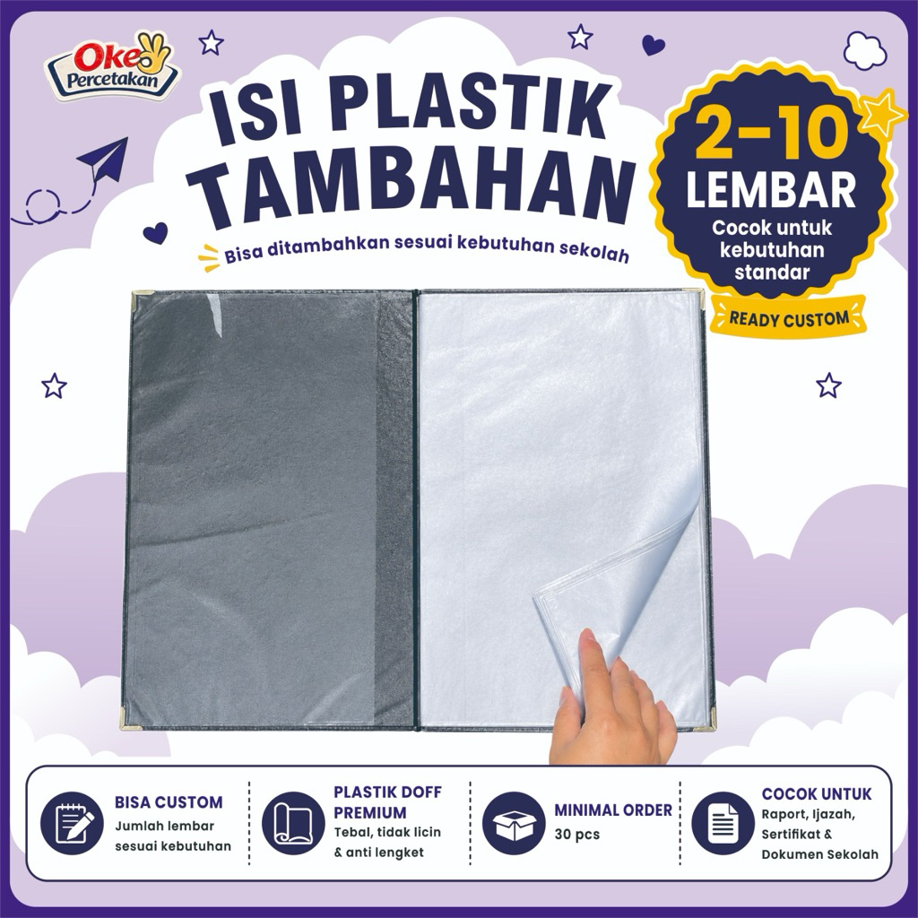 [ISI 2-10 LEMBAR] CUSTOM ISI PLASTIK MAP RAPORT & IJAZAH | WAJIB TAMBAHAN