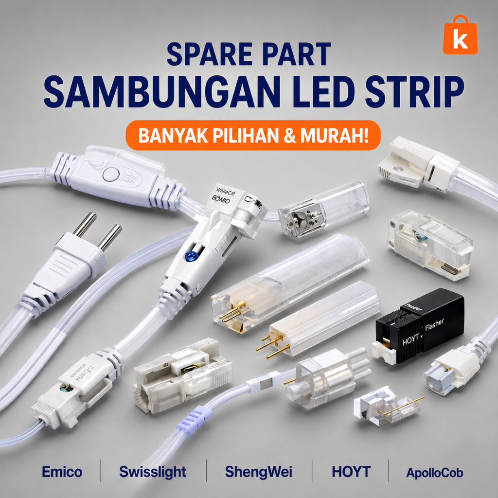 Spare Part Sambungan LED Strip | Soket Jepit, Flasher, Connector | Emico HOYT Swisslight PSN
