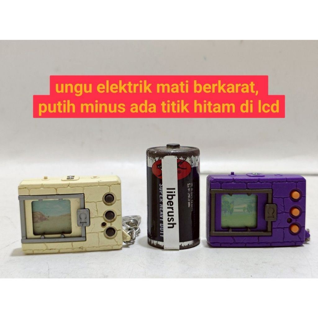 Set Minus vintage 1997 Bandai digimon digivice virtual pet monster Vpet v1 purple white mini handy g