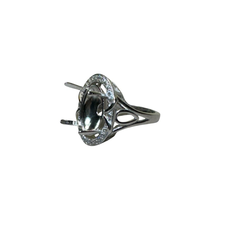 GT018 Ring cincin batu permata akik emban cangkang alpaka wanita 13x9mm