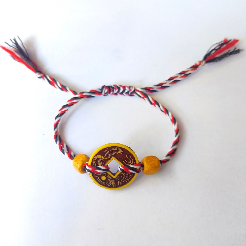 Gelang Tridatu Koin Cina Kuno / Naga Aura Keberuntungan & Kesuksesan