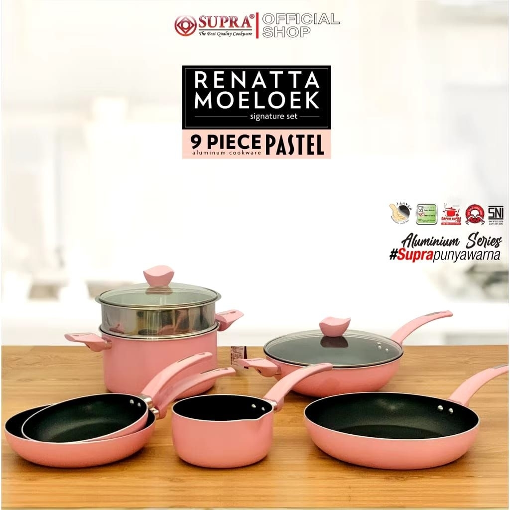Supra Panci Set 9 Pc Cookware Set Nonstick Marble