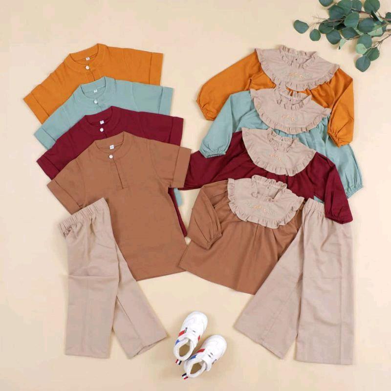 SET COUPLE ADAM HAWA KIDS / Material Baju Katun Linen/ Katun Rami