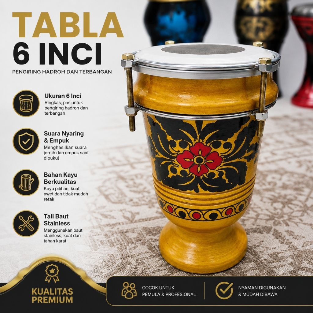 Tabla gendang pengiring hadroh terbangan qasidah rebana hadroh