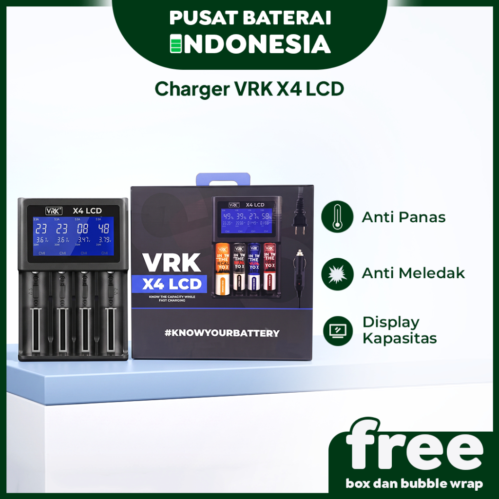 CHARGER BATERAI 18650 CHARGER VRK X4 LCD SMART CHARGER