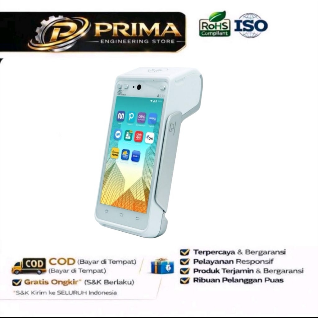 Hausjo EDC Android Mini ATM PAX A930 Paper Cetak Struk Thermal 58mm WiFi Bluetooth 3G/4G Garansi 12 