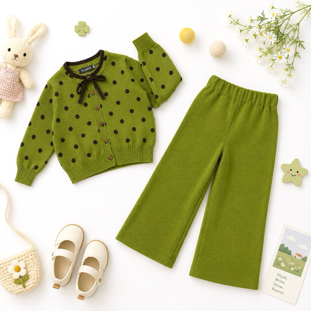 KNIT AZALIA BROWNIES GREENTEA RAJUT  ANAK PEREMPUAN COUPLE MOM&KIDS