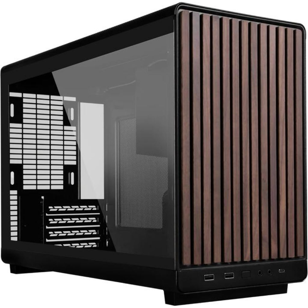 LIAN LI A3-mATX Glass Edition BLACK - 3MM Tempered Glass Panels with Sophisticated Black Walnut Trim