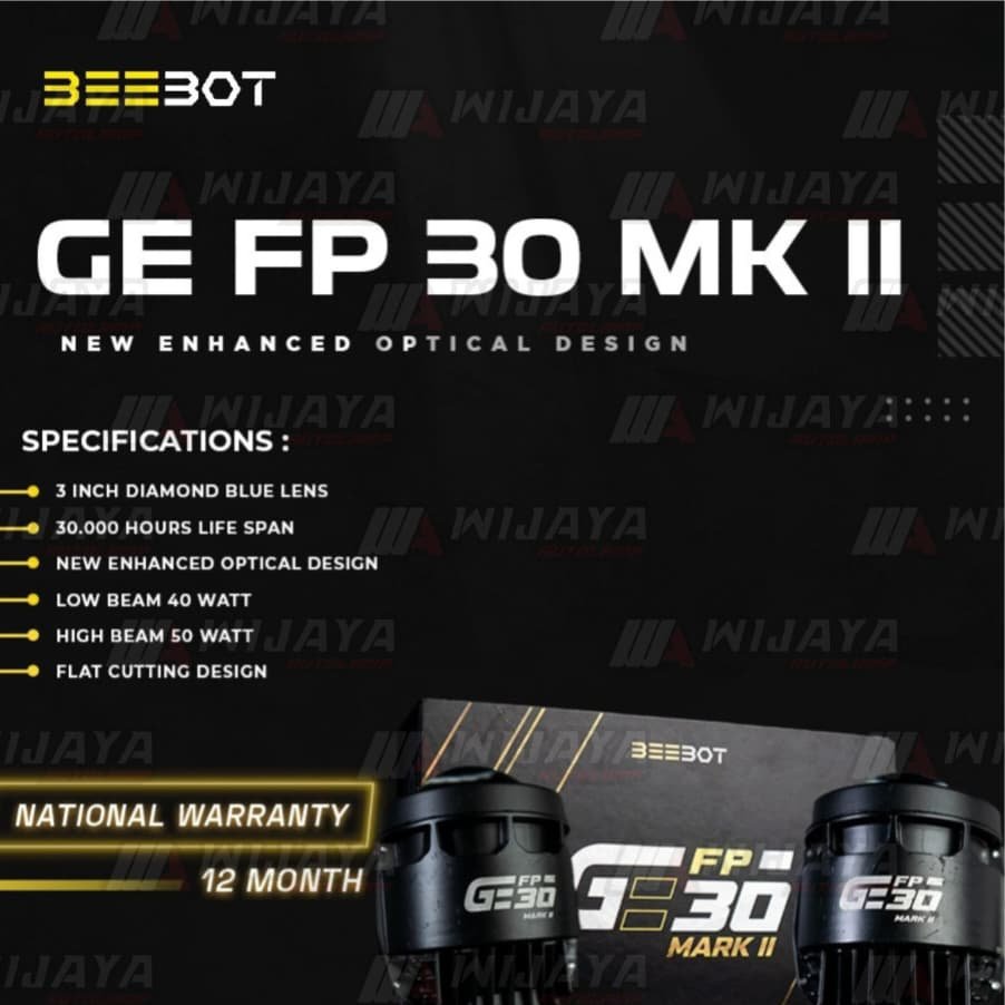 PROJECTOR FOGLAMP GE FP 30 MK II  3 INCH BLUE LENS BEEBOT ( 2 PCS ) - 1 WARNA ( PUTIH )