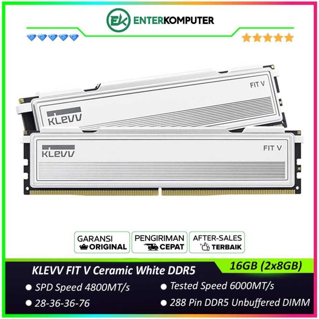 KLEVV FIT V Ceramic White DDR5 PC48000 6000MHz 16GB (2x8GB) CL28 / RAM 16GB