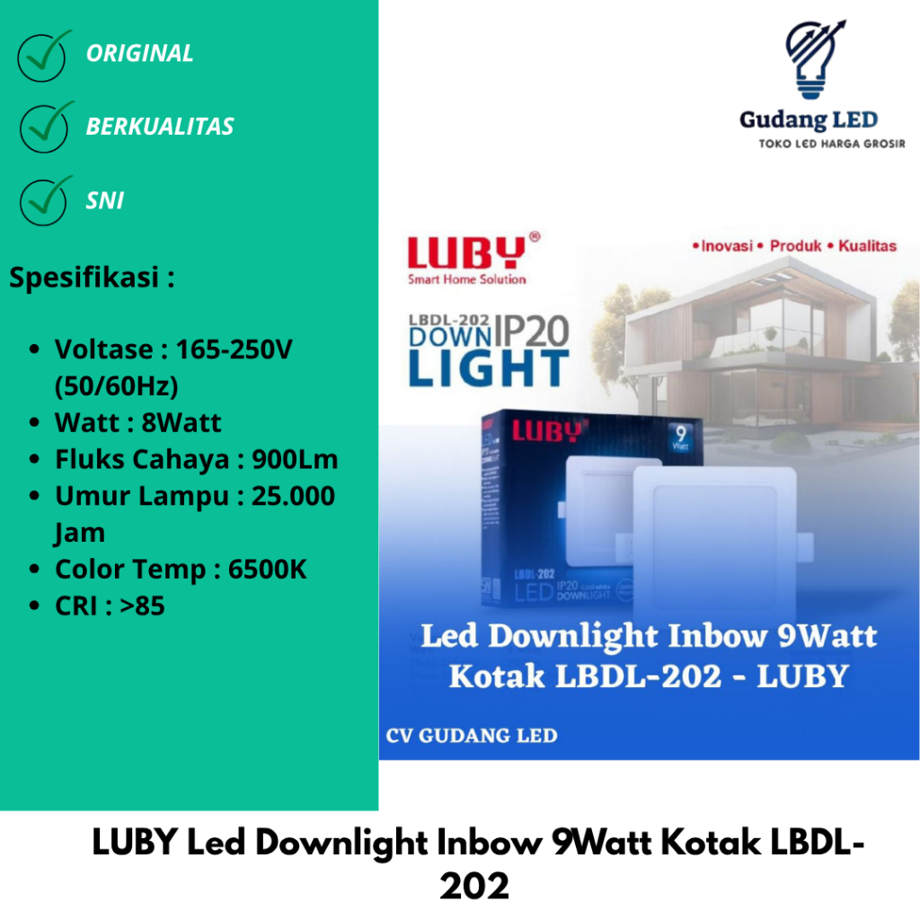 Led Downlight Inbow 9Watt Kotak LBDL-202 - LUBY